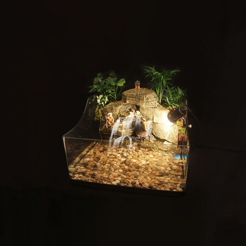Aquatic Turtle Tank Kit Aquarium Vivarium With Waterfall Background Basking Platform Light Decoration Filter Pump Rainforest - 3