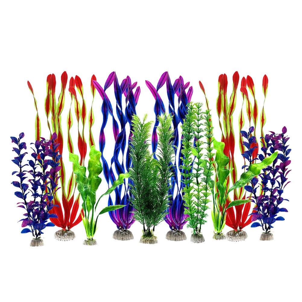 10pcs Plastic Assorted Color Artificial Large Aquarium Plants Fish Tank Decorations Vivid Plant Landscape Decor - 3