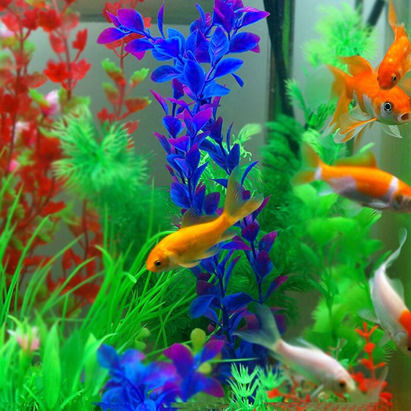 10pcs Plastic Assorted Color Artificial Large Aquarium Plants Fish Tank Decorations Vivid Plant Landscape Decor - 2