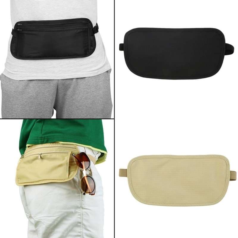Versatile Zippered Portable Storage Waist Bag For Passport Solid Color - 5
