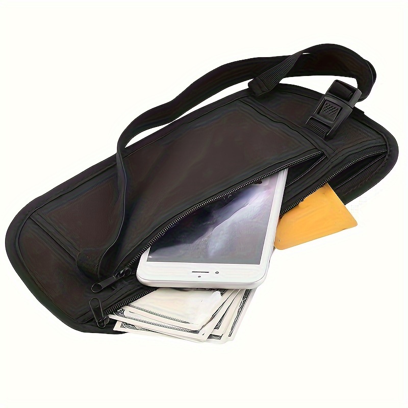Versatile Zippered Portable Storage Waist Bag For Passport Solid Color - 6