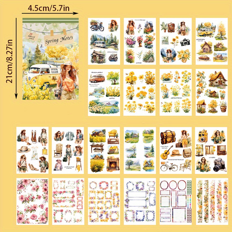 Vintage Travel Character Stickers 20 Sheets Retro Artistic Journal Decor - 2