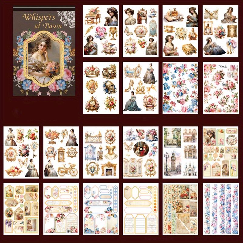 Vintage Travel Character Stickers 20 Sheets Retro Artistic Journal Decor - 10