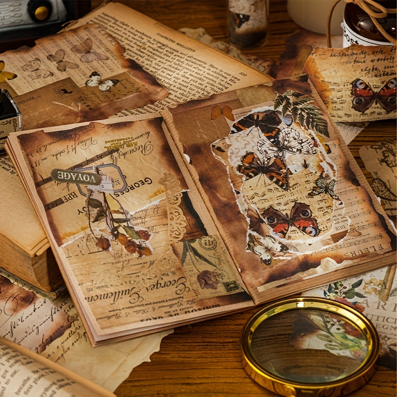 Vintage Burned Scrapbook Paper 30 Sheets For Journals Retro Decor - 4