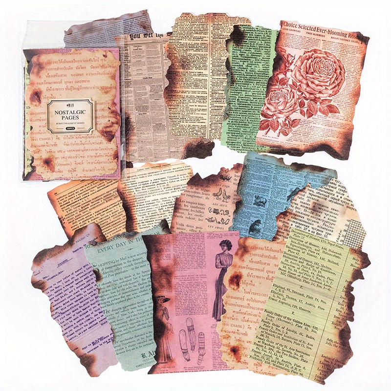 Vintage Burned Scrapbook Paper 30 Sheets For Journals Retro Decor - 10