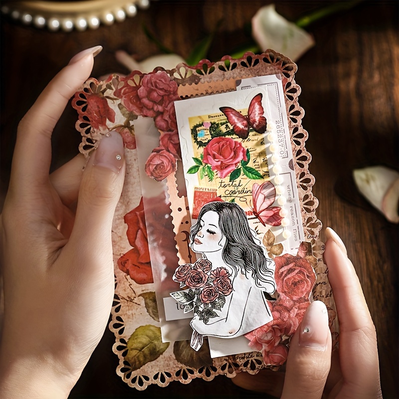 Vintage Rose Lace Edge Scrapbook Paper Diy Craft Journal Decor - 4