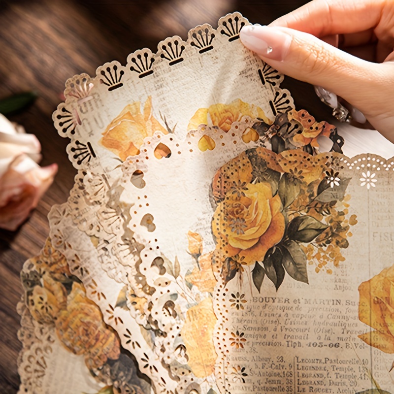 Vintage Rose Lace Edge Scrapbook Paper Diy Craft Journal Decor - 6