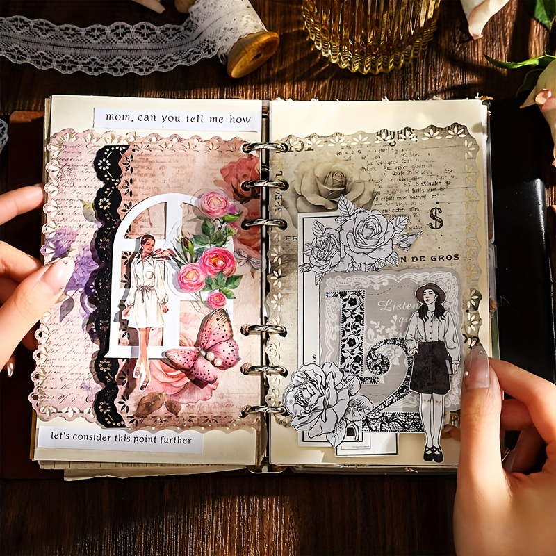 Vintage Rose Lace Edge Scrapbook Paper Diy Craft Journal Decor - 8