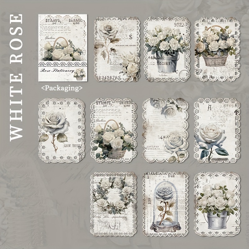 Vintage Rose Lace Edge Scrapbook Paper Diy Craft Journal Decor - 16