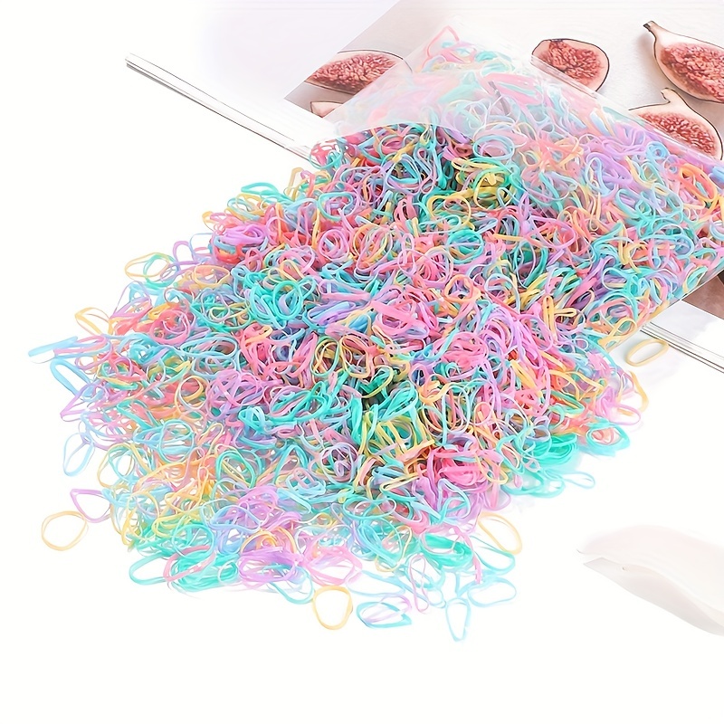 1000pcs Mini Elastic Colorful Hair Ties Decorative Hair Accessories Set - 3