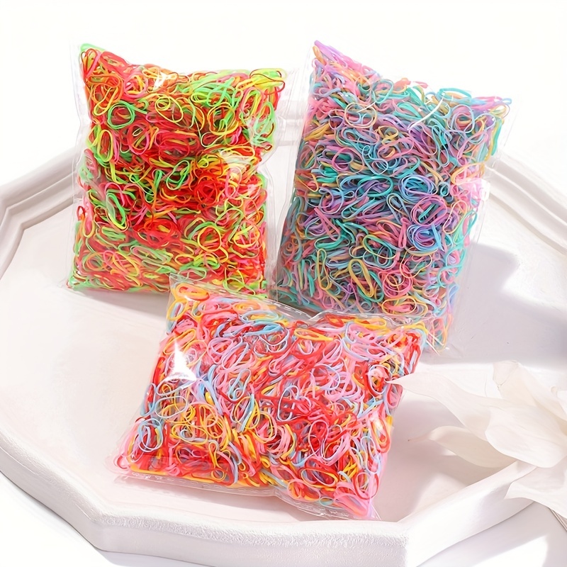 1000pcs Mini Elastic Colorful Hair Ties Decorative Hair Accessories Set - 5
