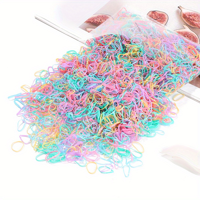 1000pcs Mini Elastic Colorful Hair Ties Decorative Hair Accessories Set - 7