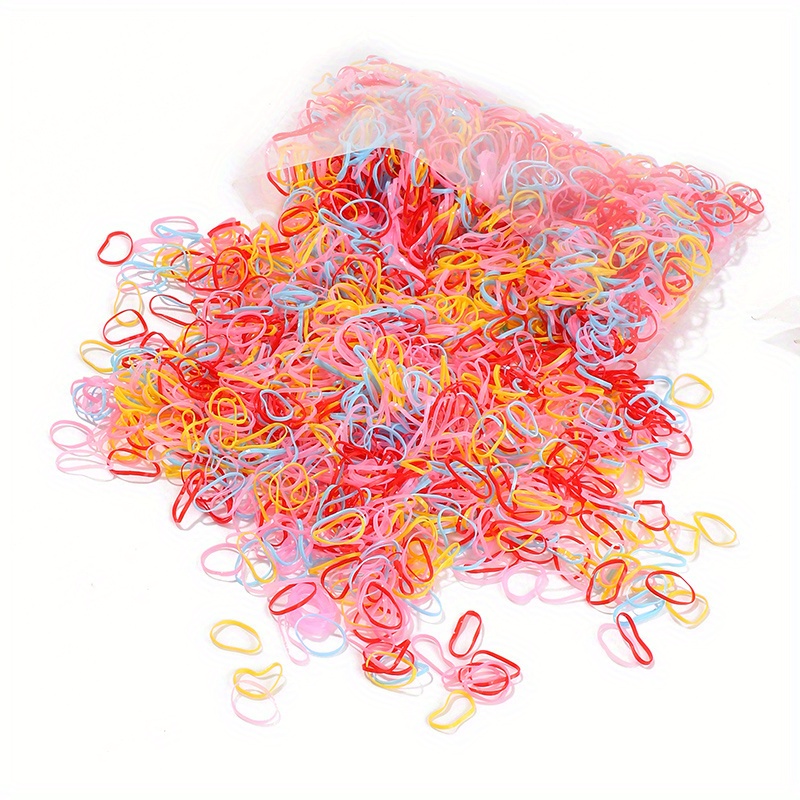 1000pcs Mini Elastic Colorful Hair Ties Decorative Hair Accessories Set - 9