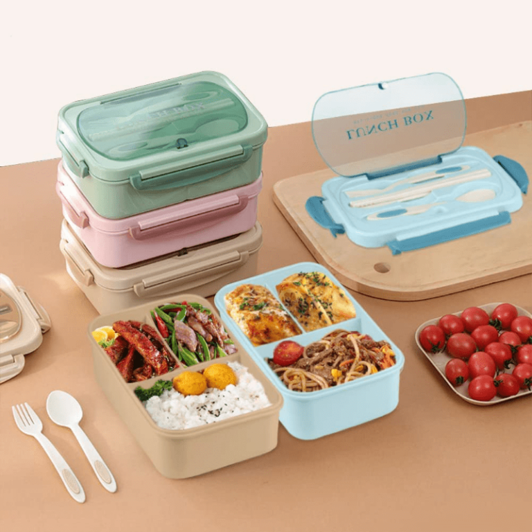 Leakproof 1000 Ml Divided Lunch Box With Tableware Microwave Safe ...