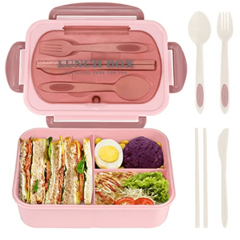Leakproof 1000 Ml Divided Lunch Box With Tableware Microwave Safe ...
