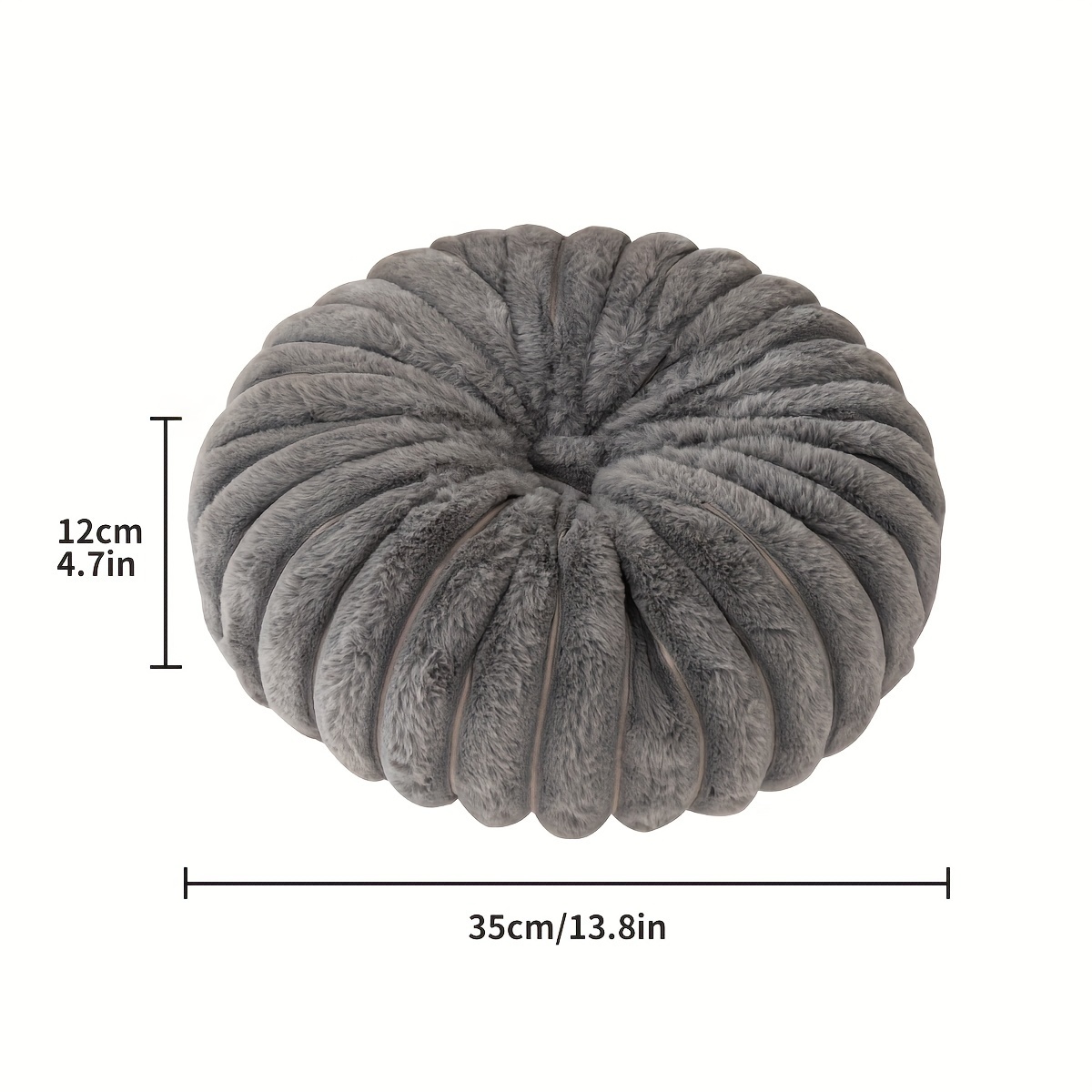 Round Plush Pumpkin Cushion 3d Solid Color Throw Pillow For Home Decor - 3