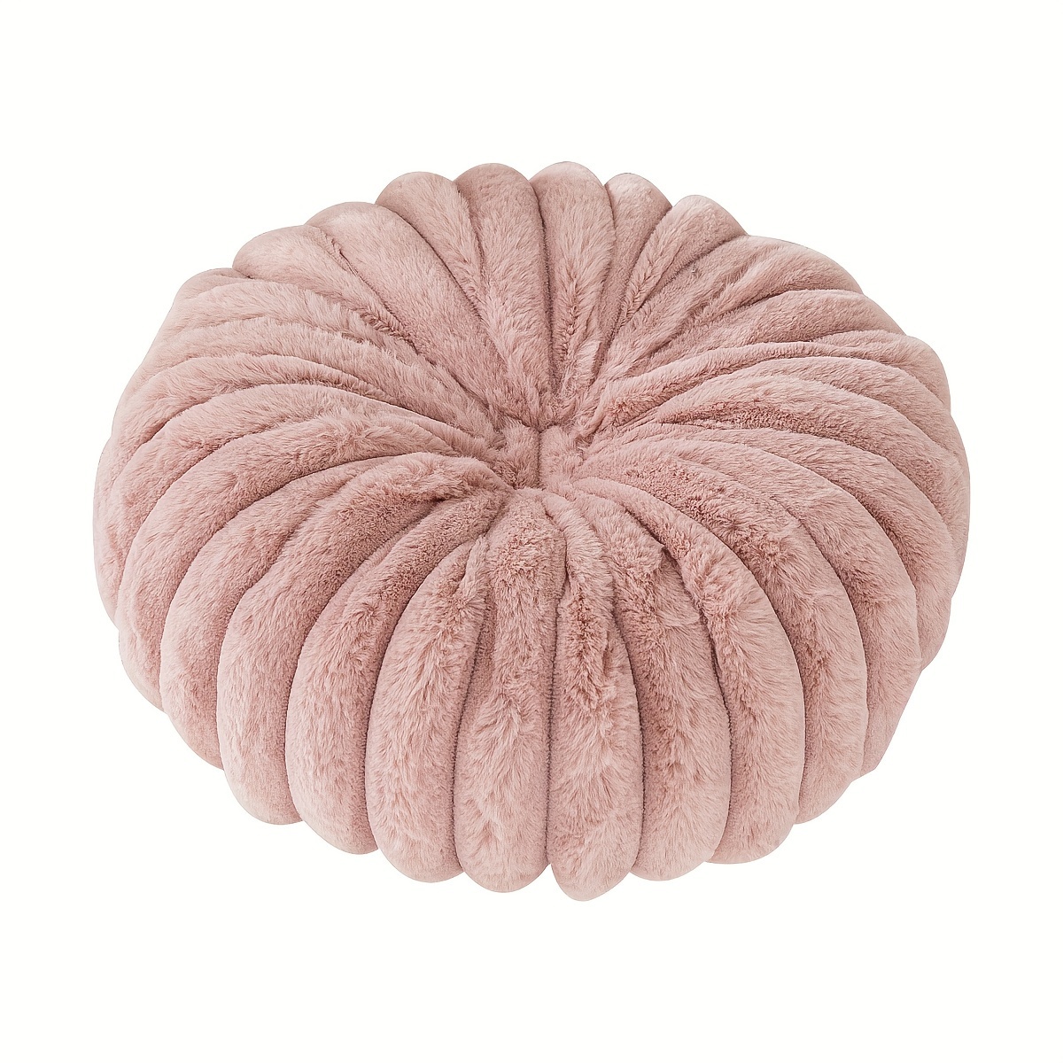 Round Plush Pumpkin Cushion 3d Solid Color Throw Pillow For Home Decor - 15