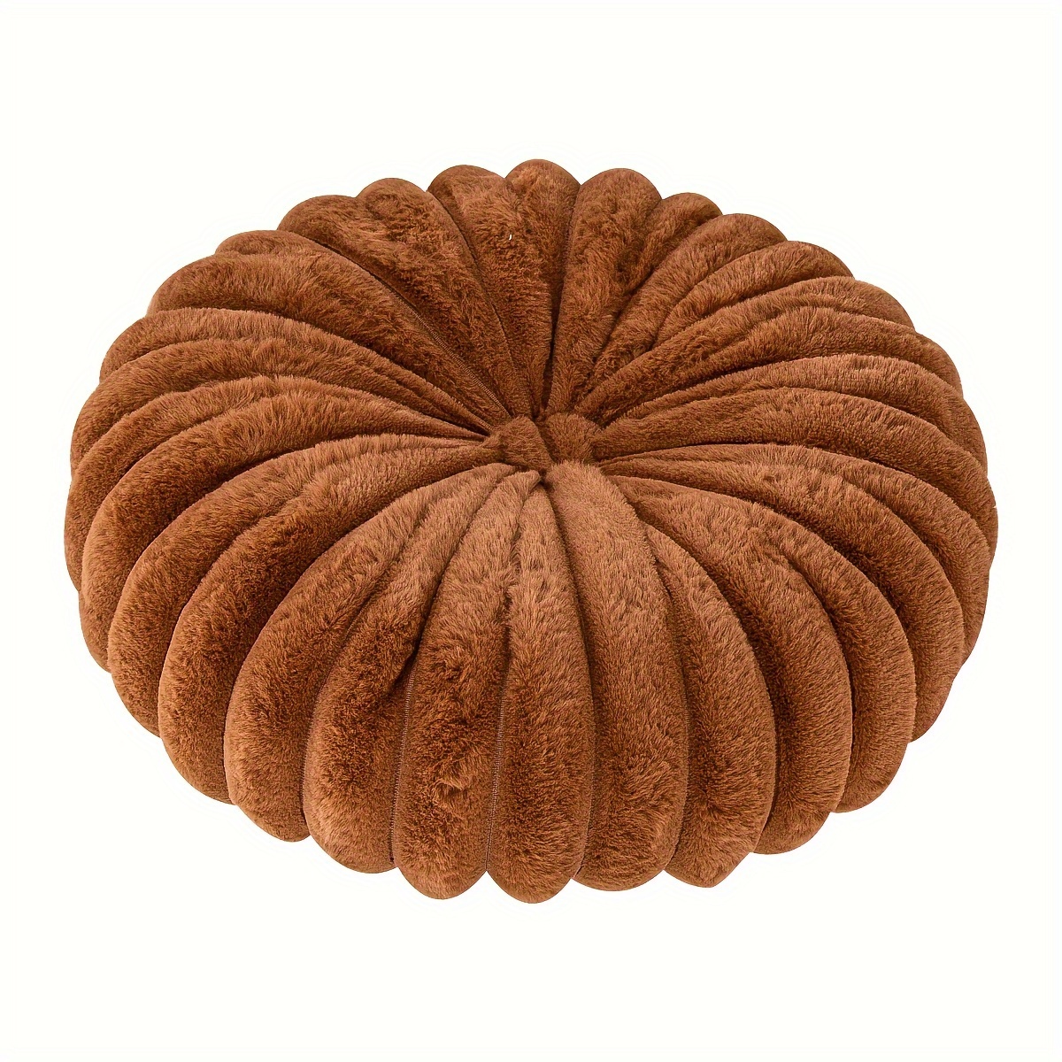 Round Plush Pumpkin Cushion 3d Solid Color Throw Pillow For Home Decor - 17