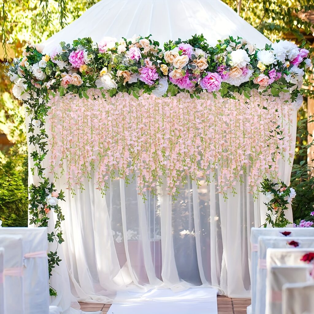 8 Pack Artificial Hanging Wisteria Plants For Home And Wedding Decor ...