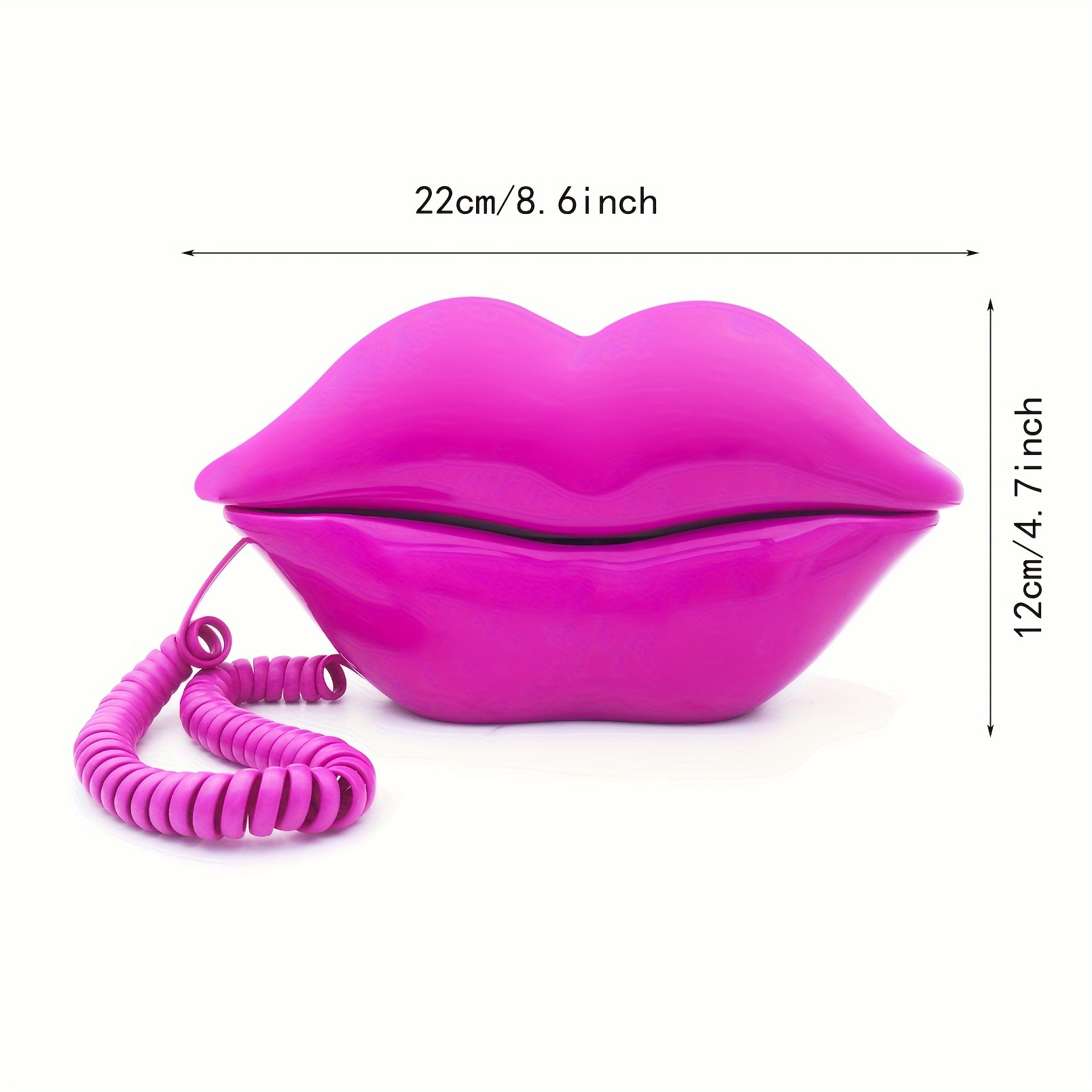 Vintage Pink Lip Corded Landline Phone Retro Decor For Homeoffice - 2