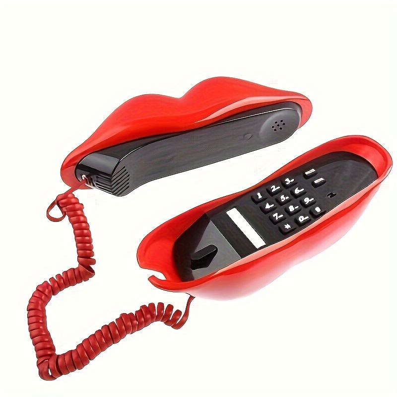 Vintage Pink Lip Corded Landline Phone Retro Decor For Homeoffice - 7