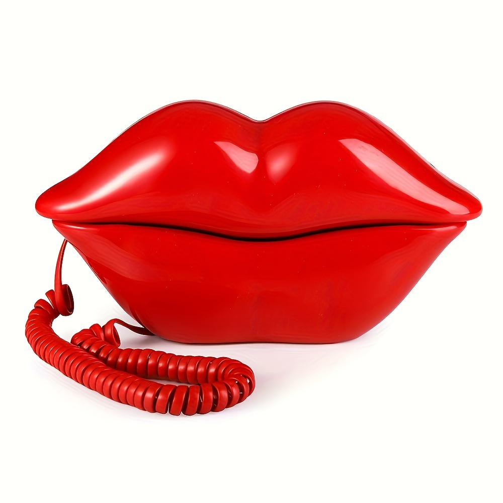 Vintage Pink Lip Corded Landline Phone Retro Decor For Homeoffice - 12