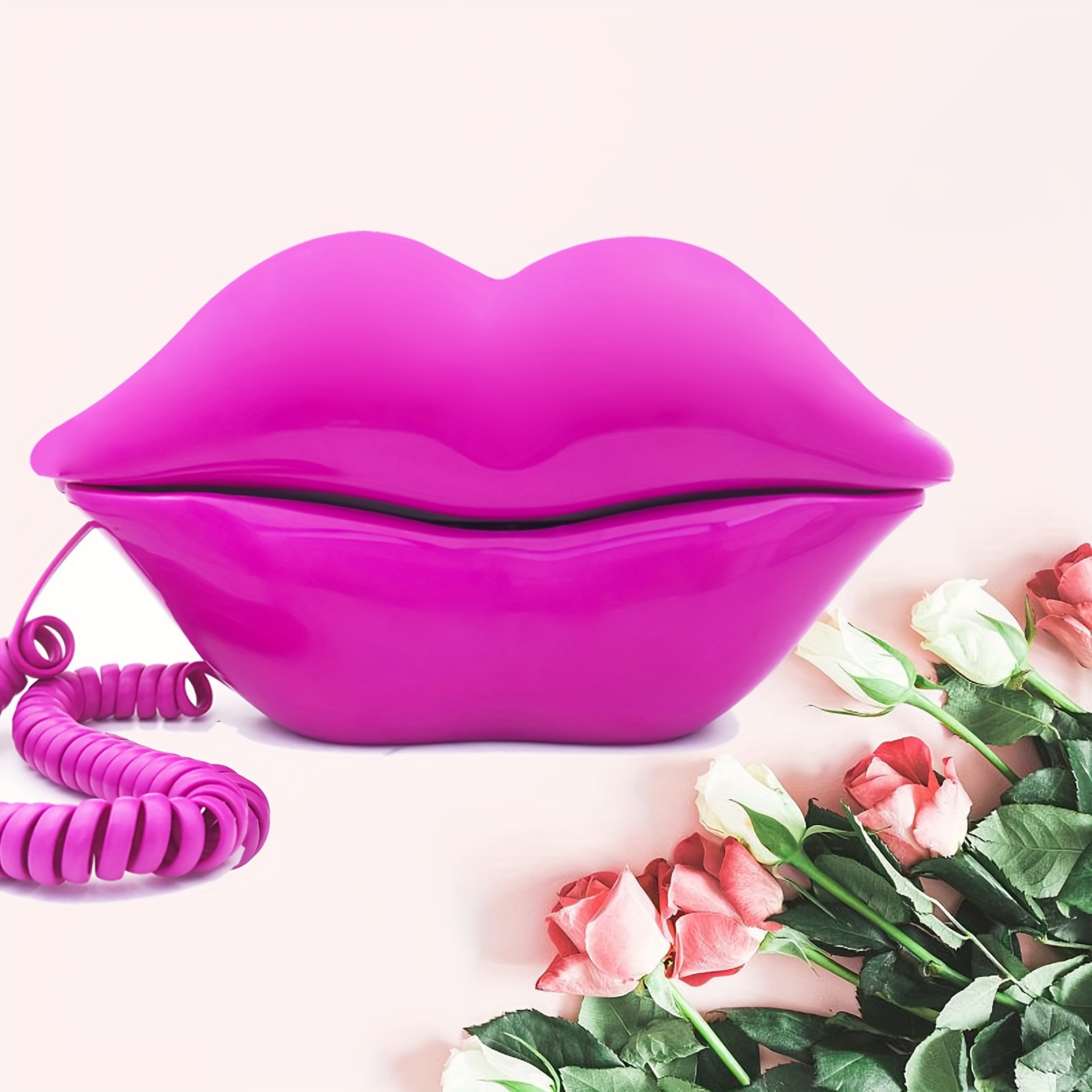 Vintage Pink Lip Corded Landline Phone Retro Decor For Homeoffice - 14 Vintage Pink Lip Corded Landline Phone Retro Decor For Homeoffice - 14