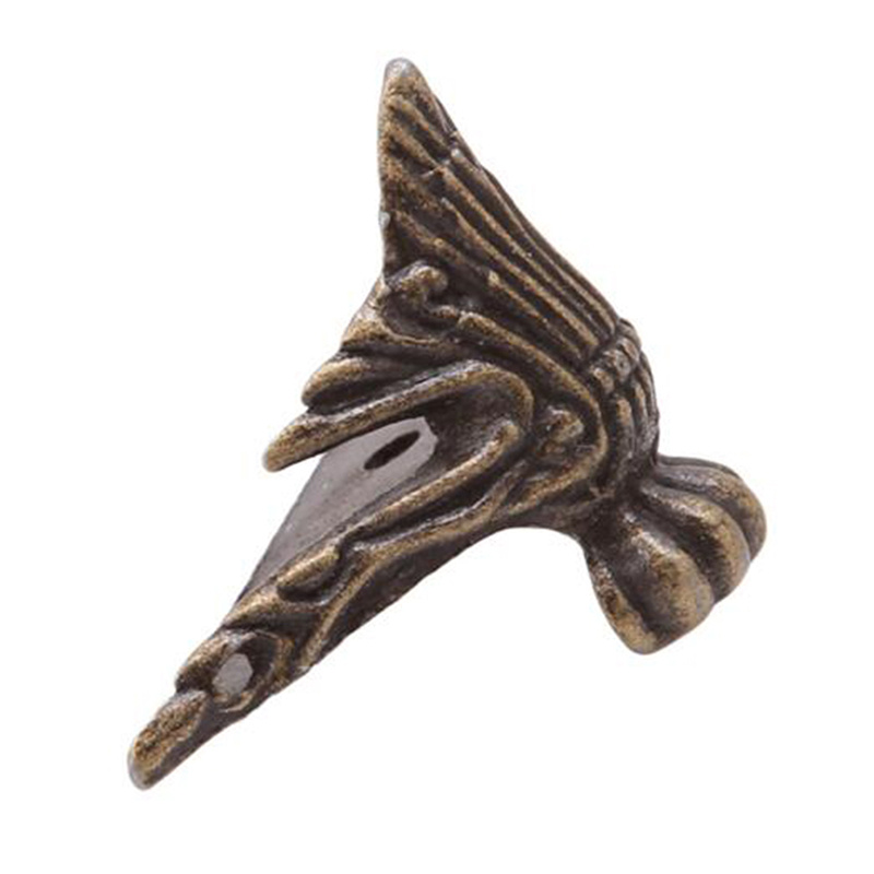 Vintage Bronze Box Feet Antique Zinc Alloy Corner Protectors 4pcs - 5