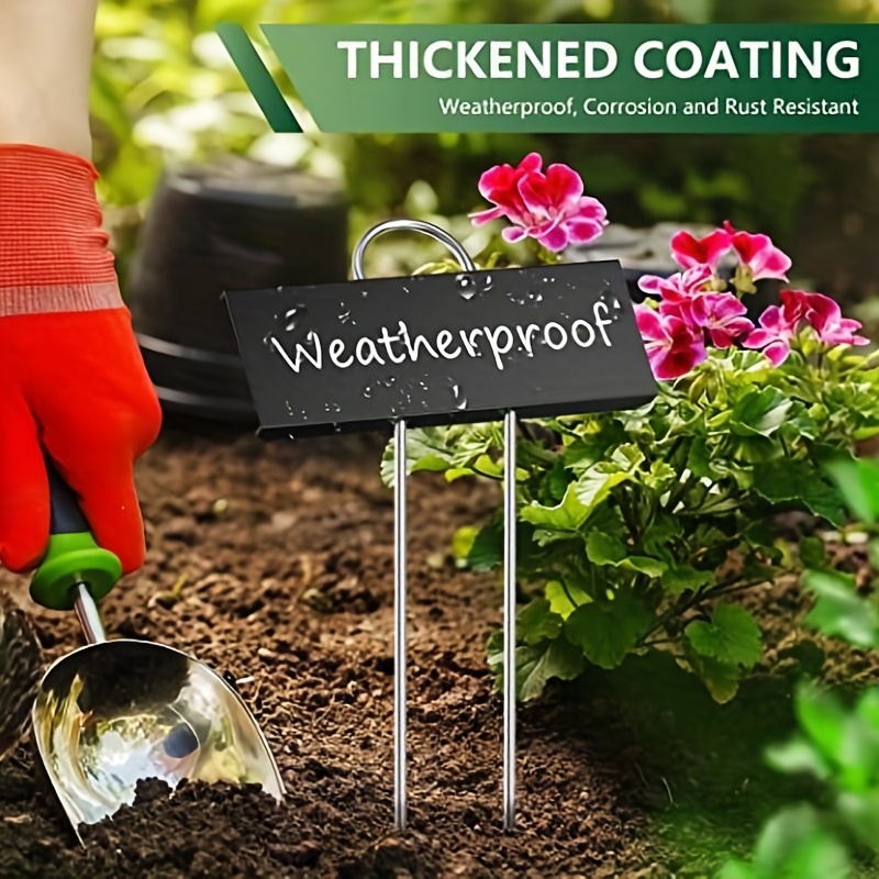 30pcs Black Metal Plant Labels Weatherproof Garden Markers Reusable Nursery Tags - 2