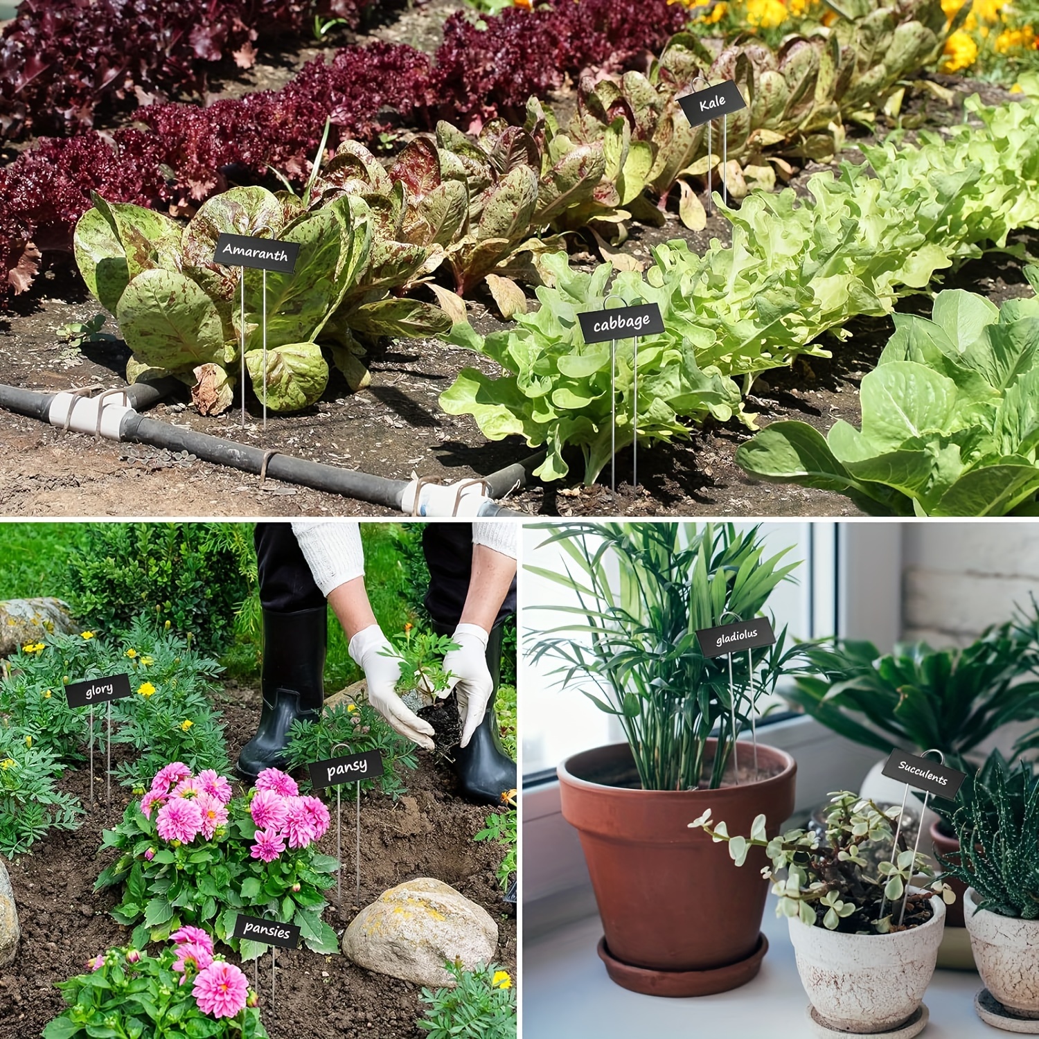 30pcs Black Metal Plant Labels Weatherproof Garden Markers Reusable Nursery Tags - 5