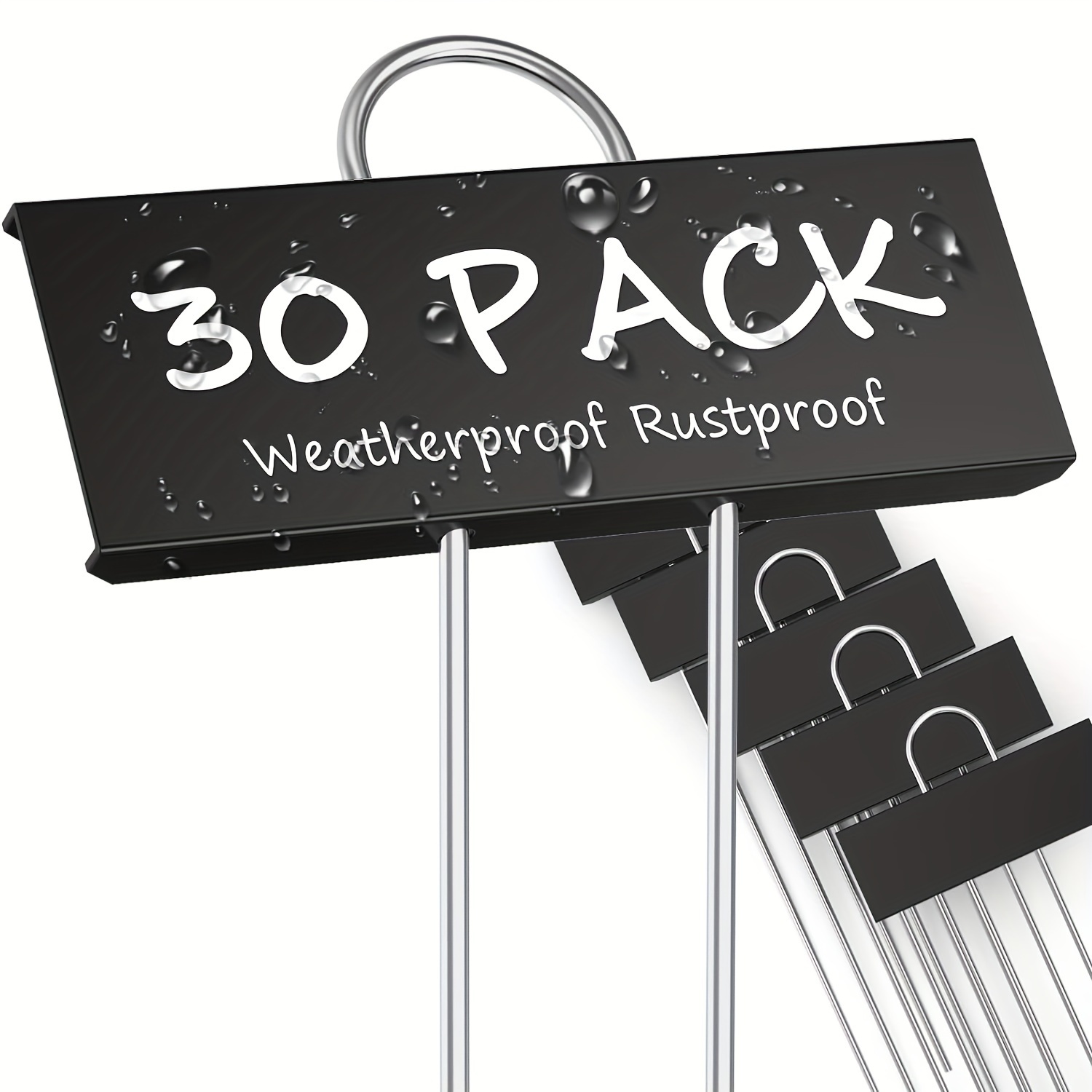 30pcs Black Metal Plant Labels Weatherproof Garden Markers Reusable Nursery Tags - 6