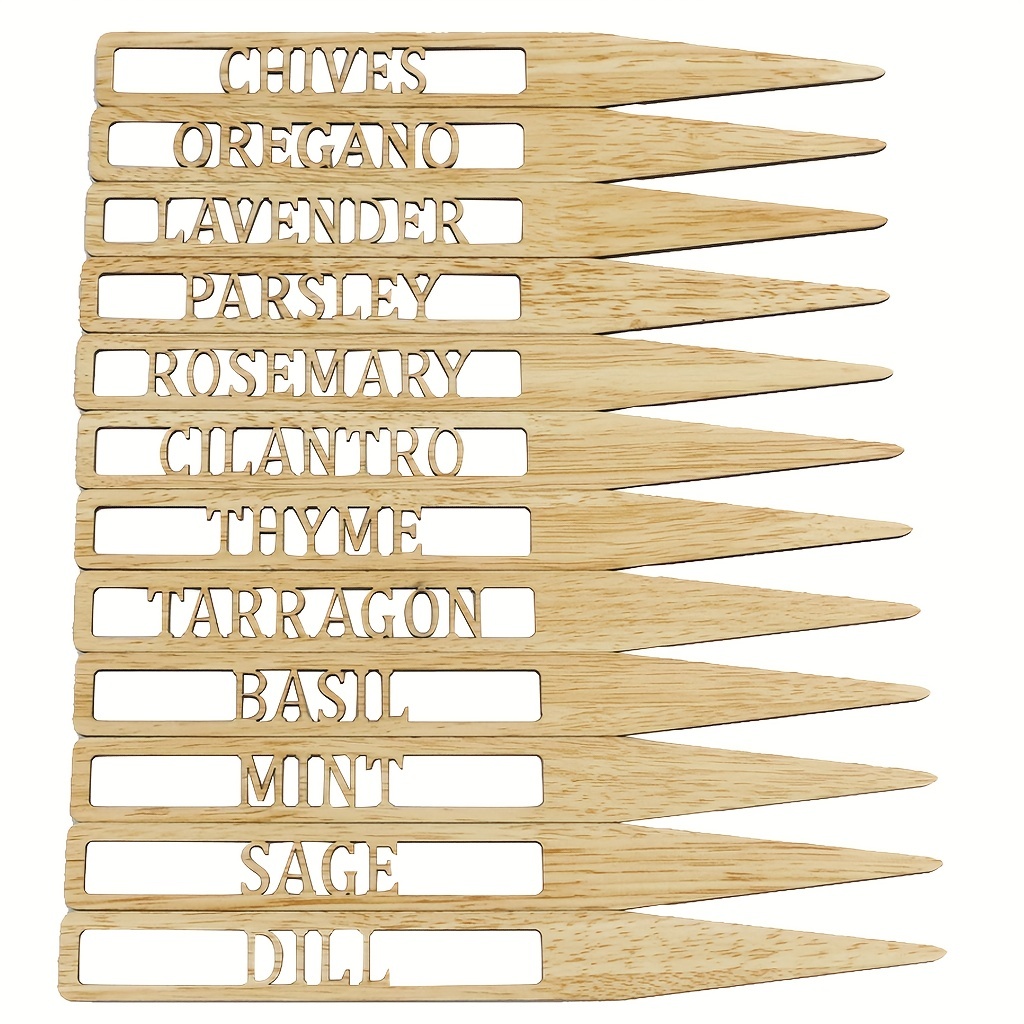 12pcs Artistic Wooden Plant Tags Reusable Waterproof Garden Markers - 2