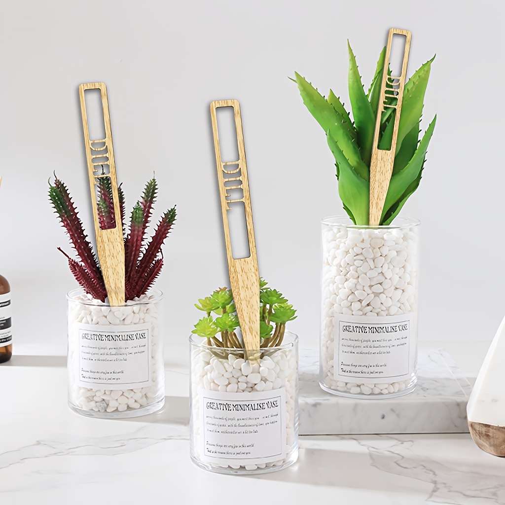 12pcs Artistic Wooden Plant Tags Reusable Waterproof Garden Markers - 5