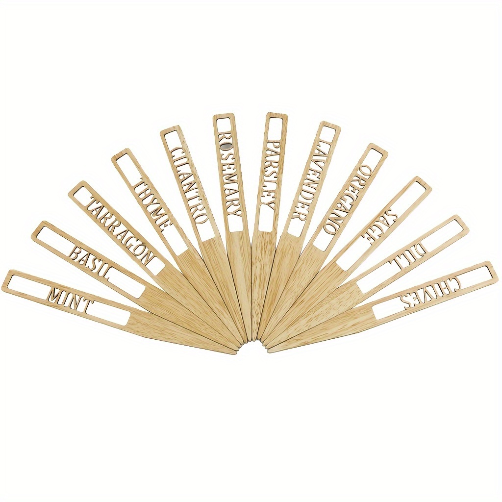 12pcs Artistic Wooden Plant Tags Reusable Waterproof Garden Markers - 6