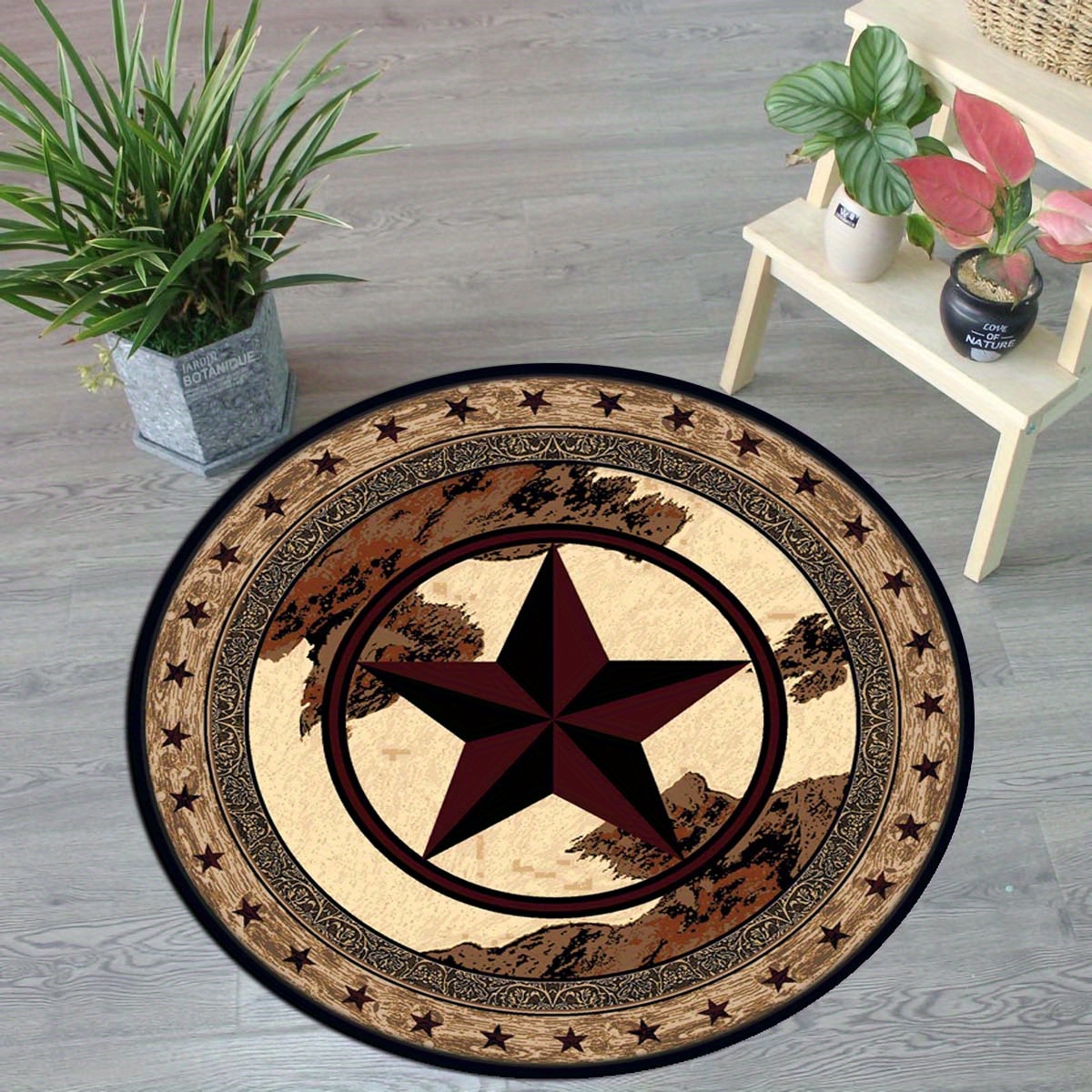 Velvet Plush Pentagram Cowboy Rug Antislip Home Hotel Decor - 6