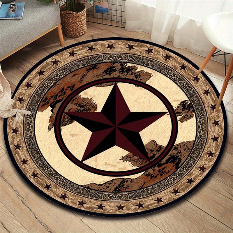 Velvet Plush Pentagram Cowboy Rug Antislip Home Hotel Decor - 10
