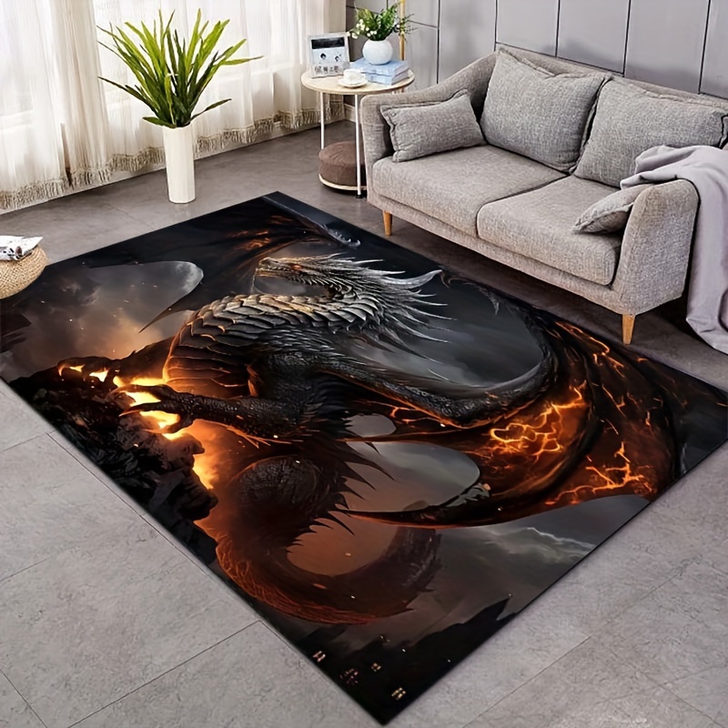 3d Flying Dragon Crystal Velvet Rug Vintage Art Home Decor - 7