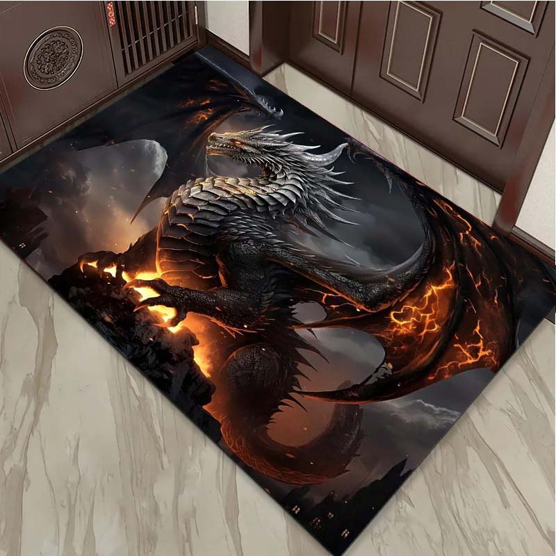 3d Flying Dragon Crystal Velvet Rug Vintage Art Home Decor - 8