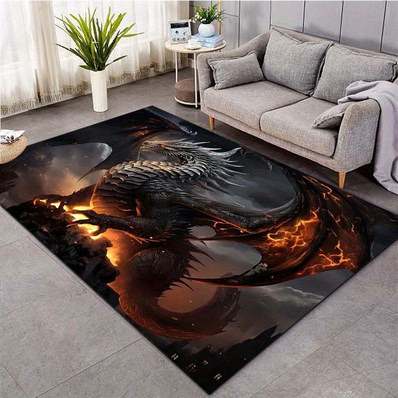 3d Flying Dragon Crystal Velvet Rug Vintage Art Home Decor - 9