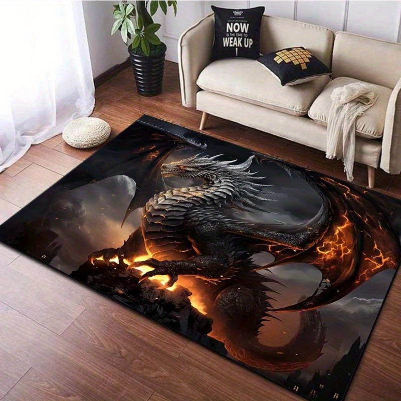 3d Flying Dragon Crystal Velvet Rug Vintage Art Home Decor - 10