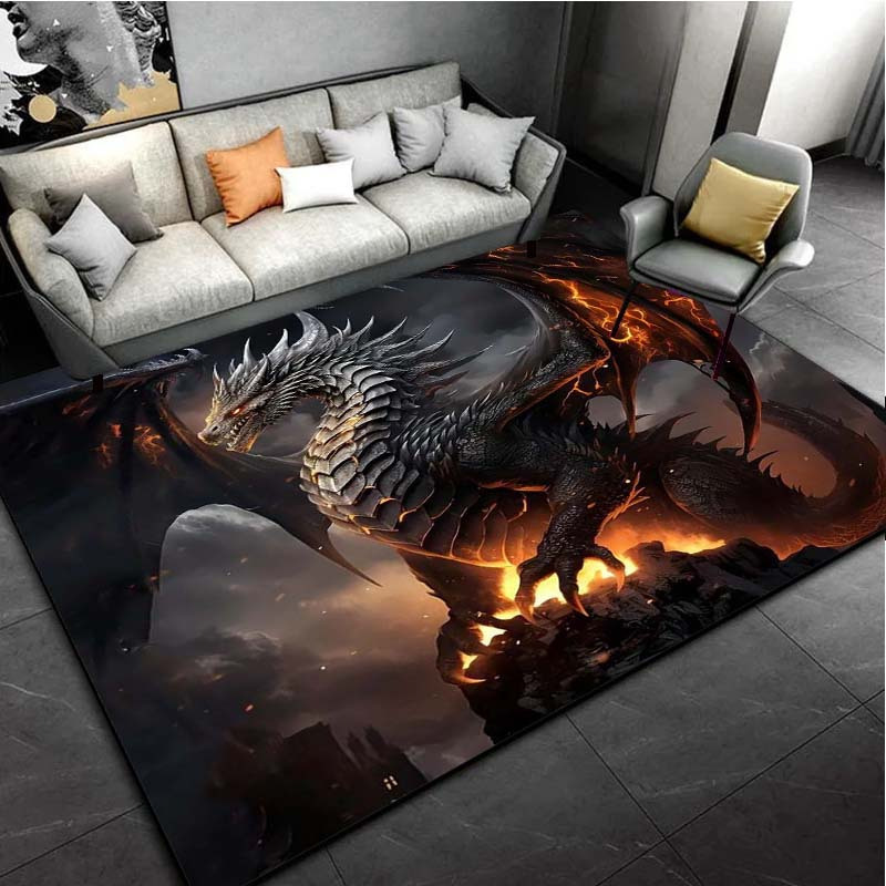 3d Flying Dragon Crystal Velvet Rug Vintage Art Home Decor - 11