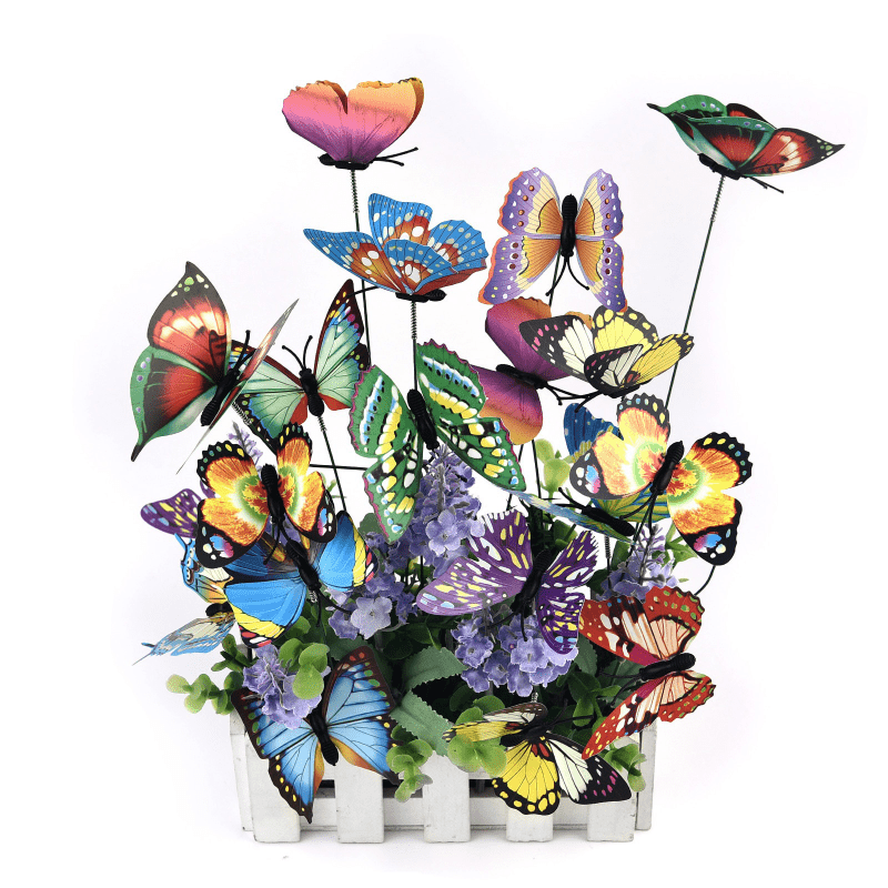 10pcs Colorful Butterfly Garden Stakes Whimsical Outdoor Yard Decor - 2