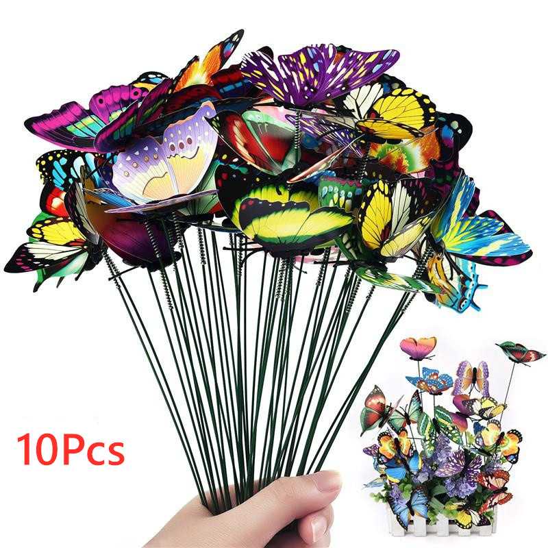 10pcs Colorful Butterfly Garden Stakes Whimsical Outdoor Yard Decor - 11