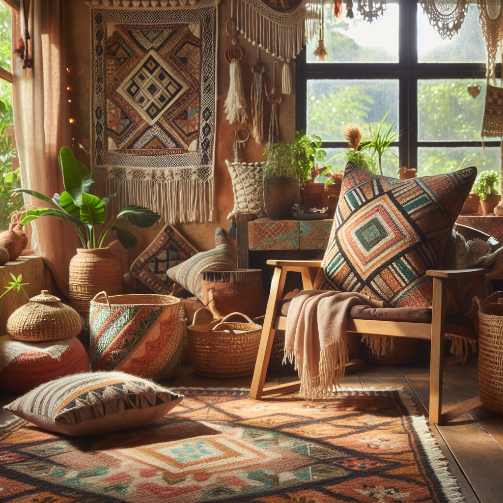Transform Your Living Space with a Vintage Bohochic Geometric Floor Pillow for Home Decor  